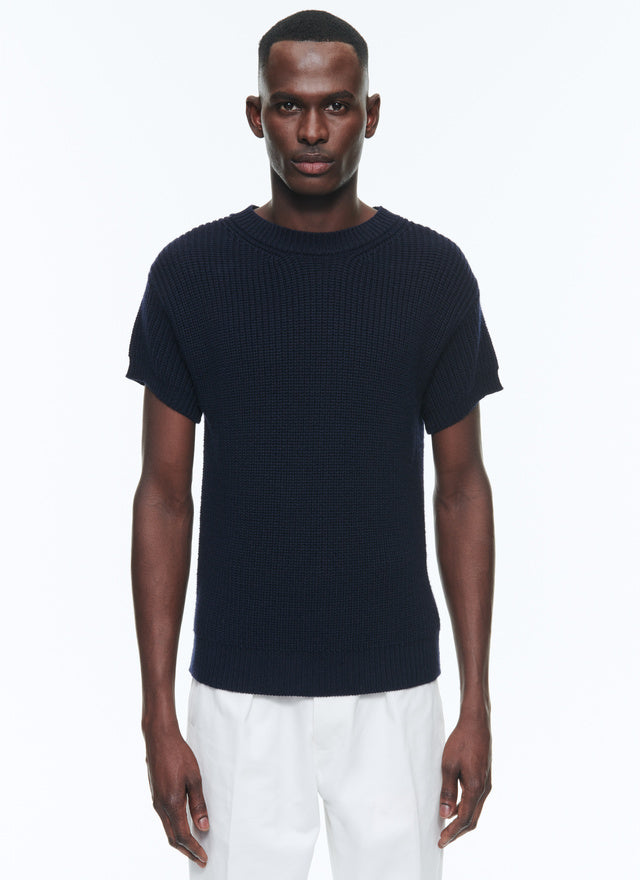 Ribbed wool and cotton sweater