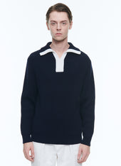 Cotton And Wool Zip Neck Sweater