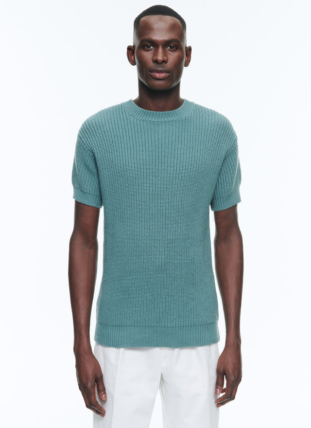 Ribbed wool and cotton sweater
