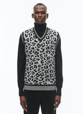 Wool sleeveless V collar sweater