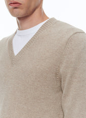 Wool And Cashmere Sweater With V Collar