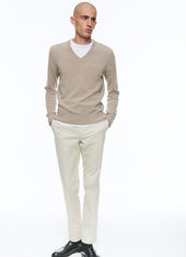 Wool And Cashmere Sweater With V Collar