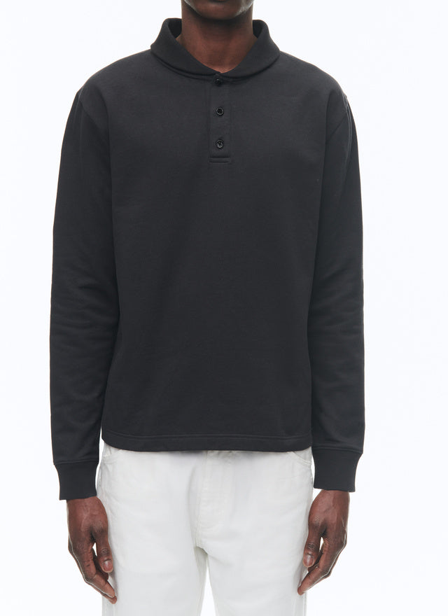 Cotton jersey shawl collar sweatshirt