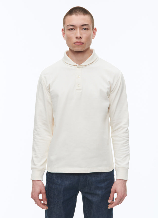Cotton jersey shawl collar sweatshirt