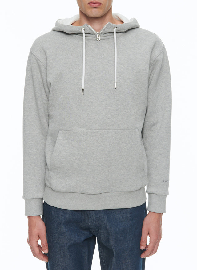 Sweatshirt with stand-up collar and hood