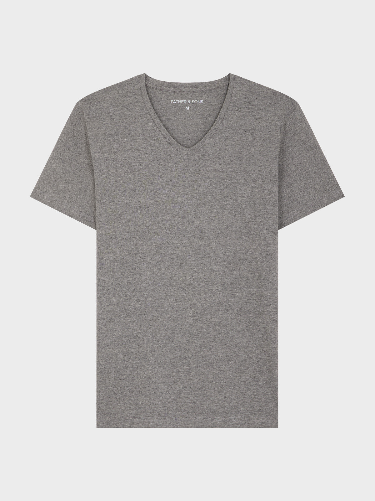 Tee Shirt Manches Courtes En Coton Stretch Col V Gris Chin