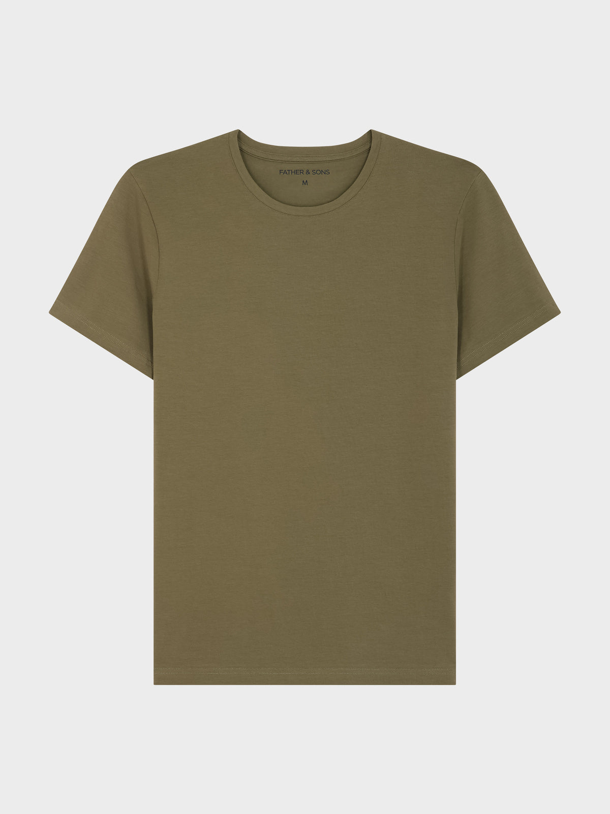 Tee Shirt Manches Courtes En Coton Stretch Col Rond Uni Kaki