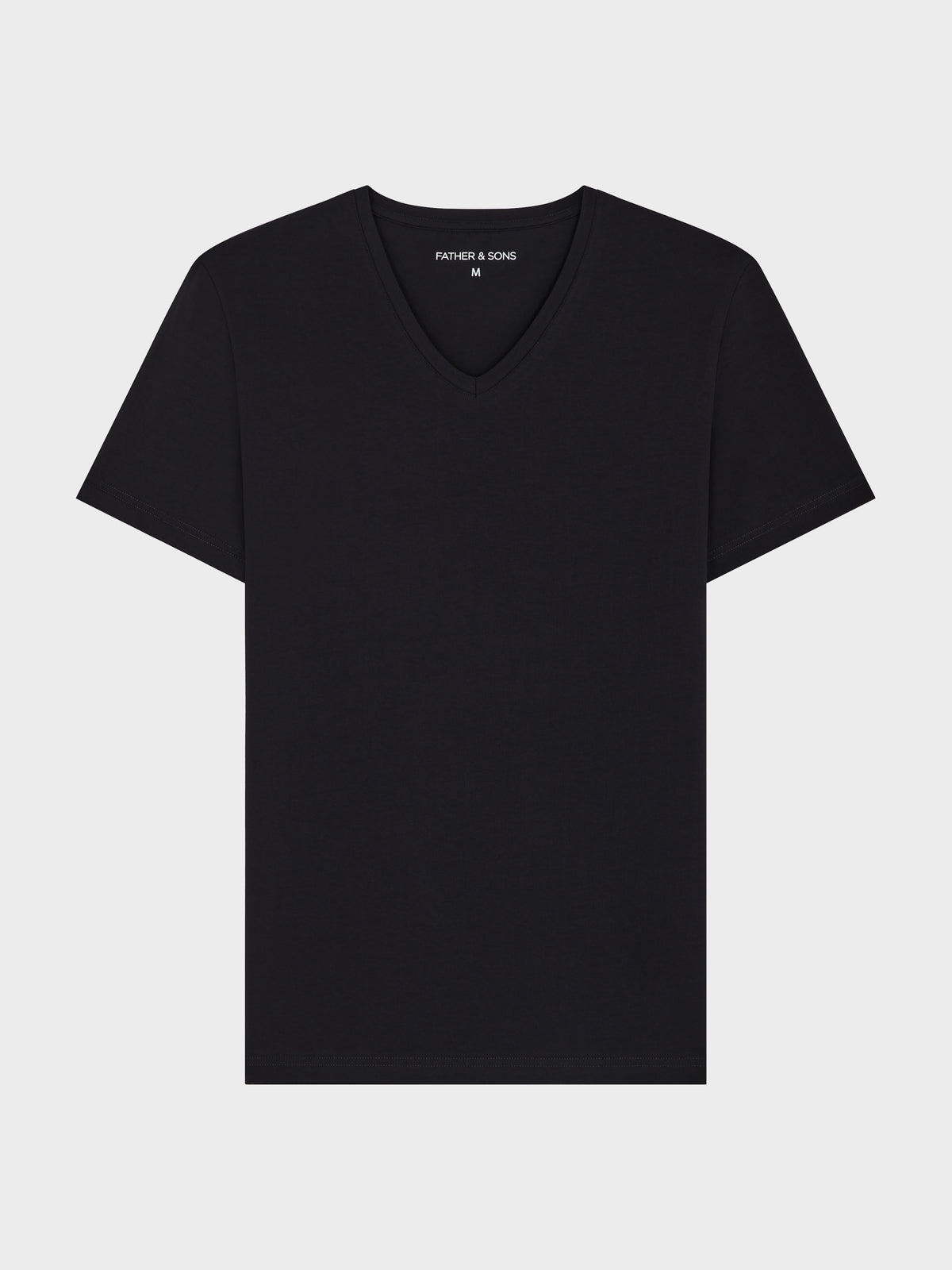 Tee Shirt Manches Courtes En Coton Stretch Col V Uni Noir