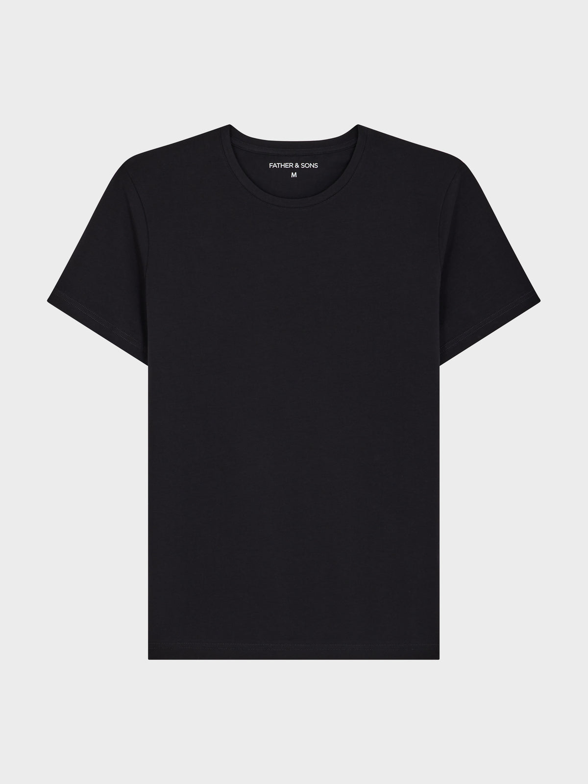 Tee Shirt Manches Courtes En Coton Stretch Col Rond Uni Noir