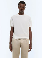 Moss stitch mercerized cotton t-shirt