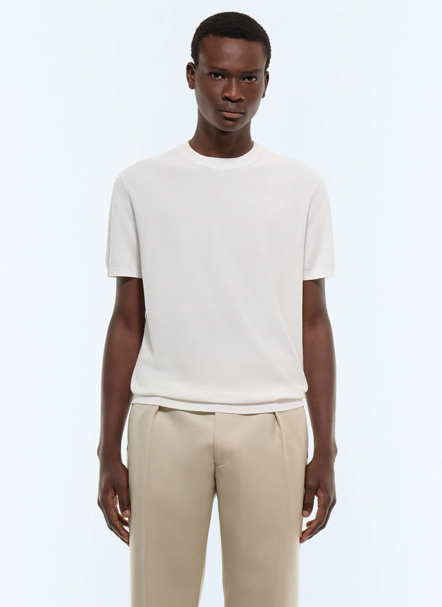 Moss stitch mercerized cotton t-shirt