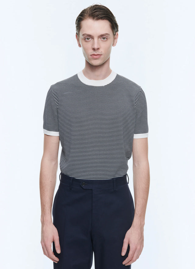 Striped mercerized cotton t-shirt