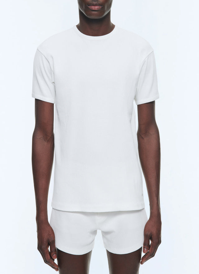 Ribbed Cotton Jersey Ringer T Shirt