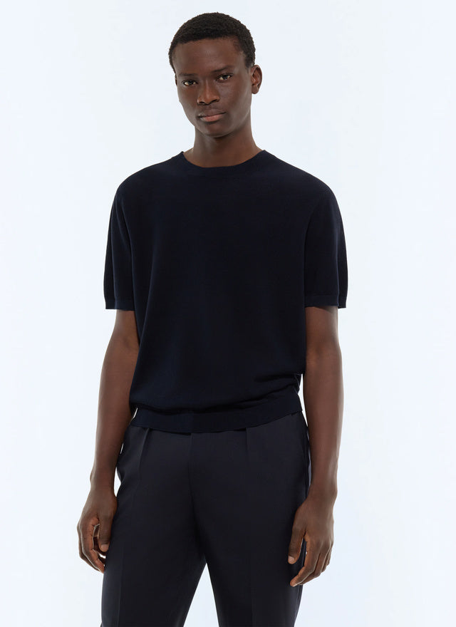 Moss stitch mercerized cotton t-shirt