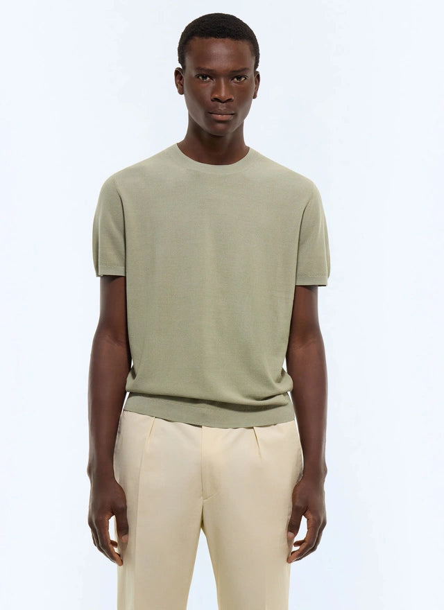 Moss Stitch Mercerized Cotton T Shirt
