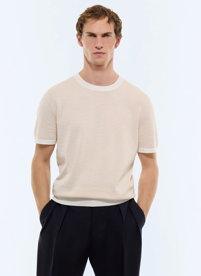 Striped mercerized cotton t-shirt
