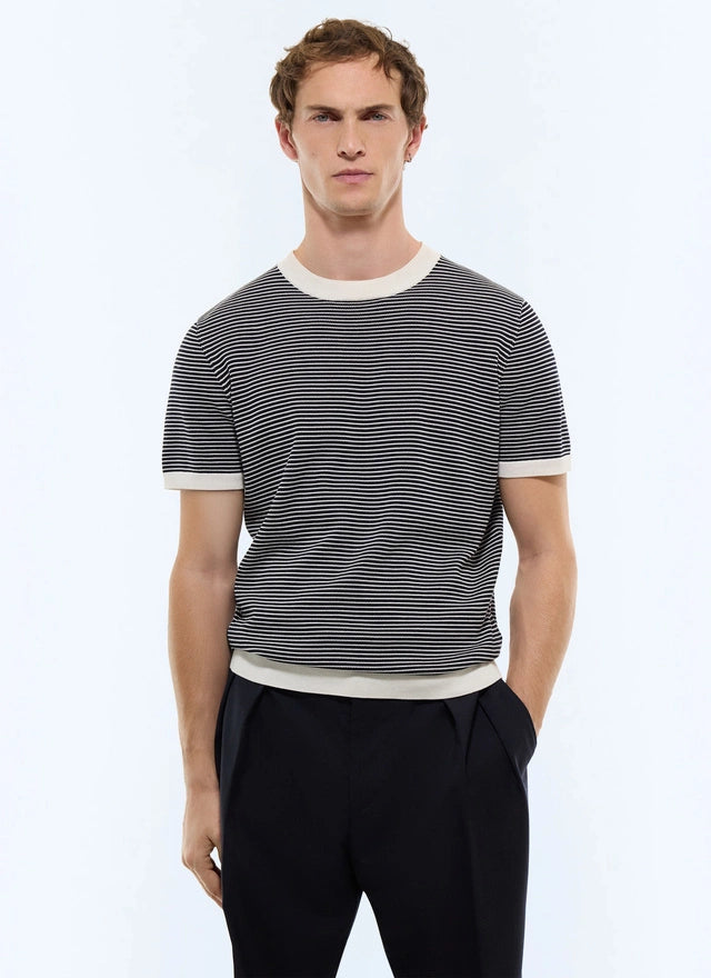 Striped Mercerized Cotton T Shirt