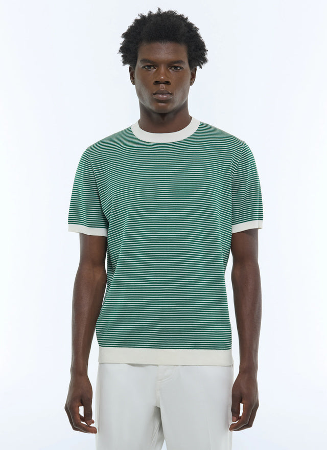 Striped mercerized cotton t-shirt