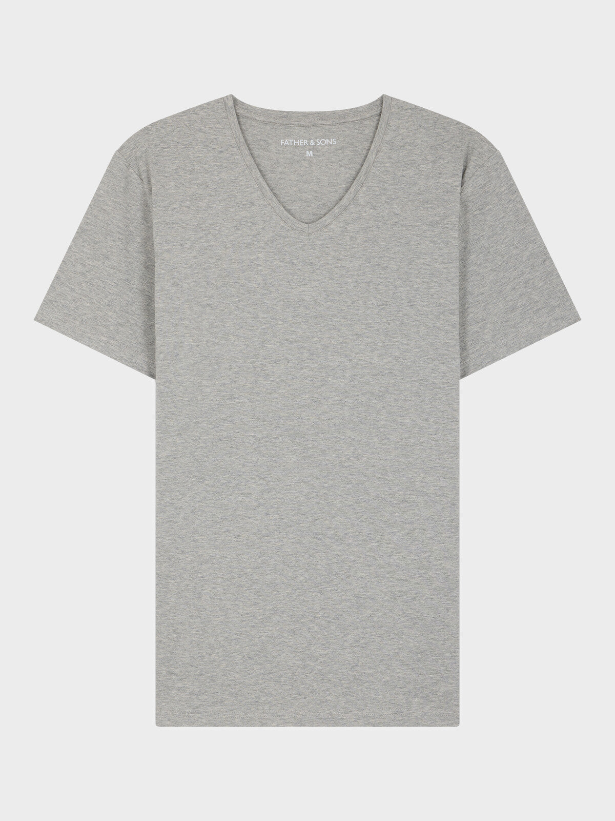 Tee Shirt Col V En Coton Stretch Gris Clair