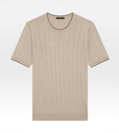 T-shirt col rond en soie beige