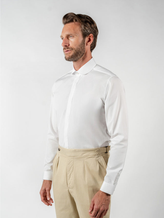 White poplin club collar shirt