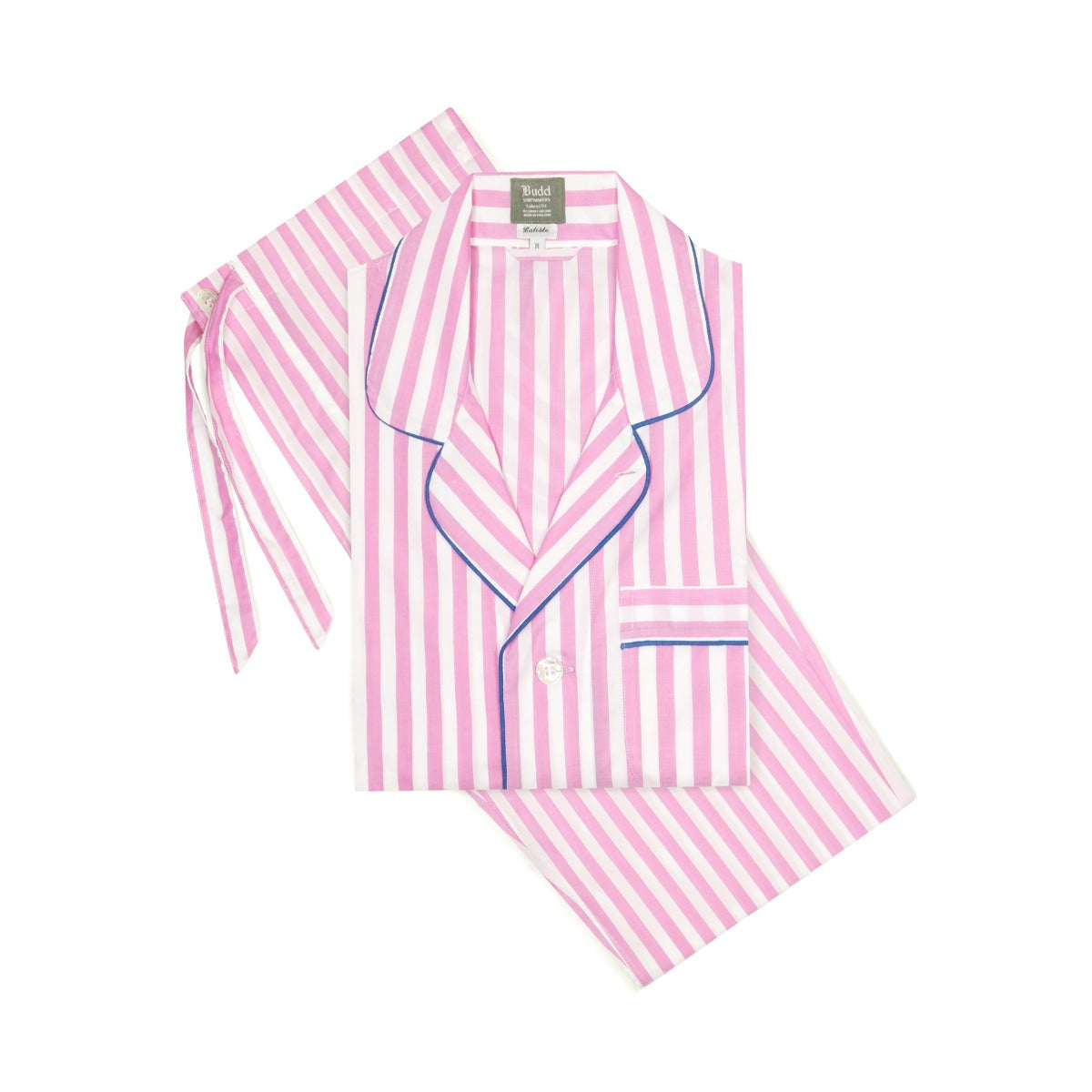 Tailored Fit Striped Batiste Pyjamas In Pink And Royal