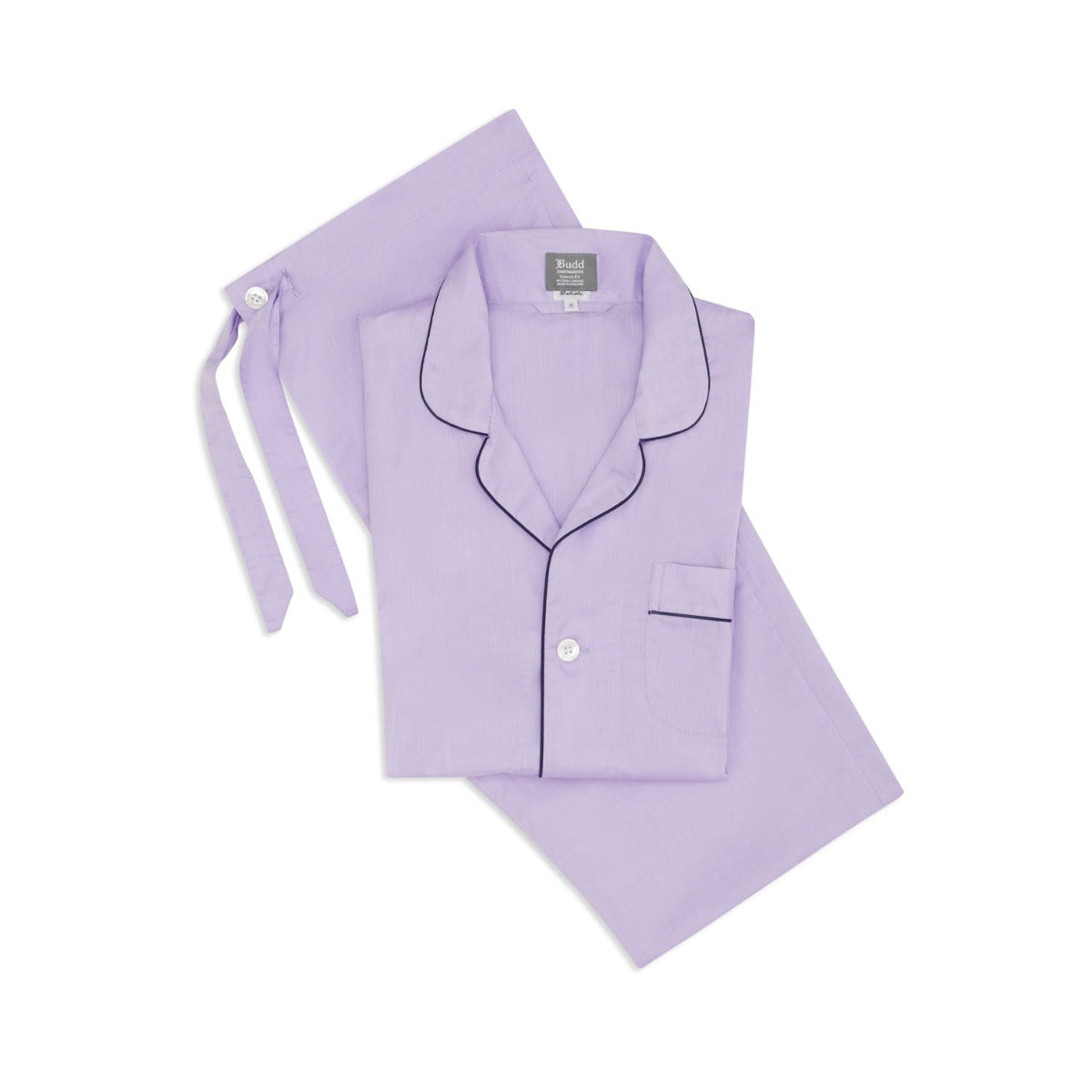 Tailored Fit Plain Batiste Pyjamas In Lilac And Navy
