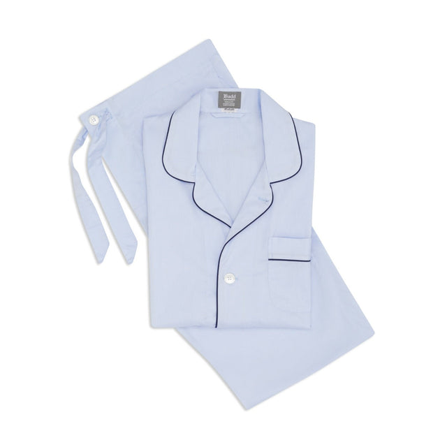 Tailored Fit Plain Batiste Pyjamas in Sky and Navy