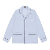 Tailored Fit Plain Batiste Pyjamas in Sky and Navy