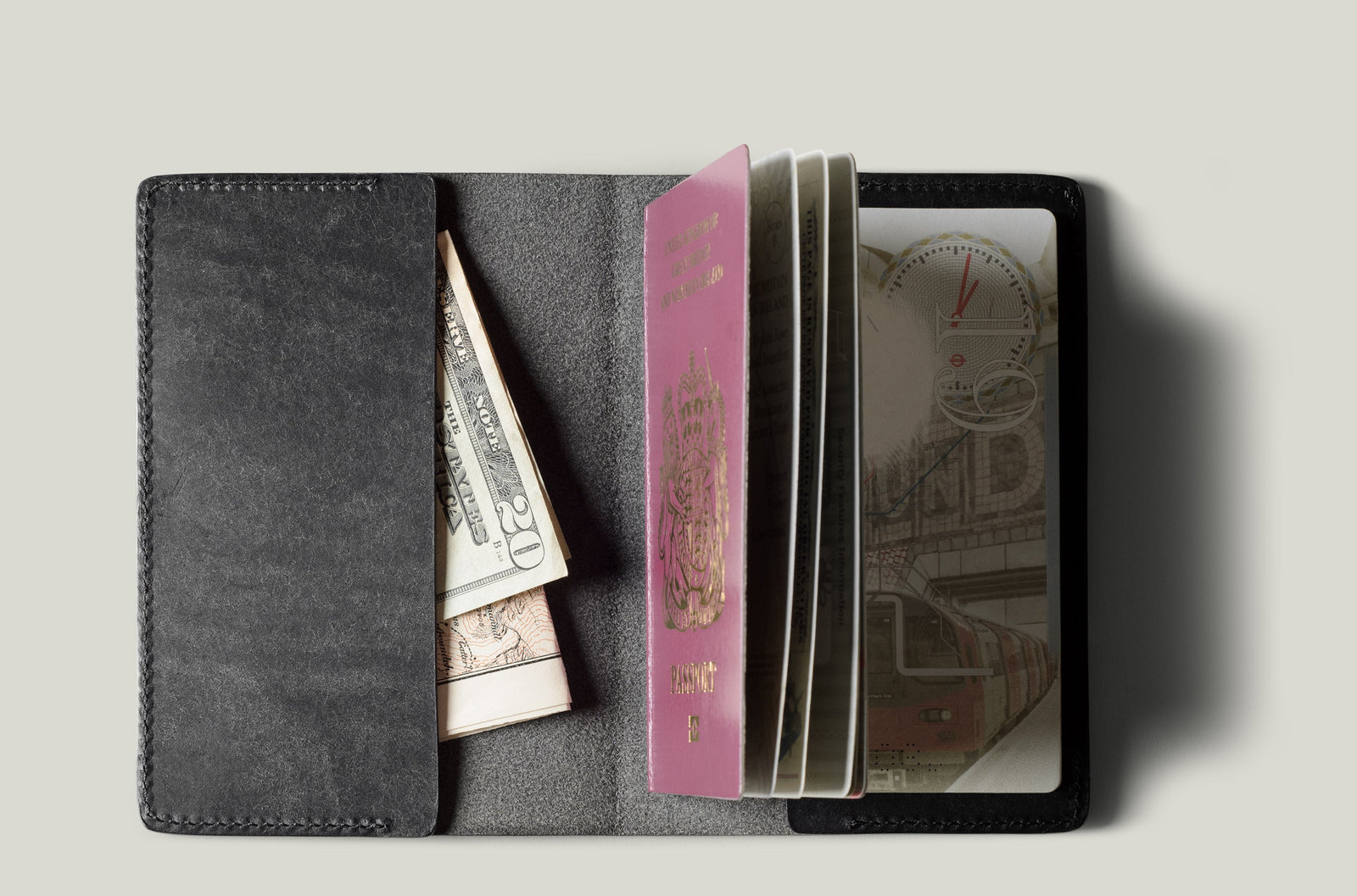 Take Care Passport Case . Black Raw
