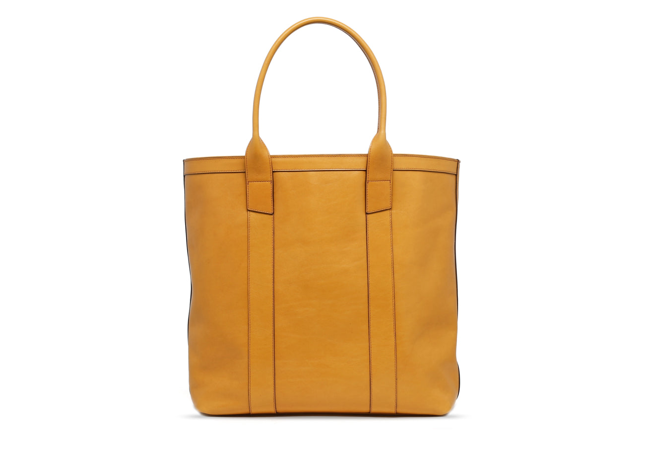 Tall Tote - Dark Yellow Ochre - Smooth Tumbled Leather