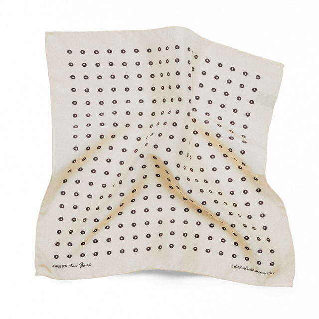 Cream Sandwashed Silk Eye Dot Pocket Square