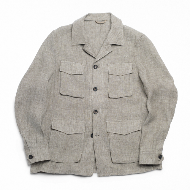 Tan Linen Canvas Travel Jacket