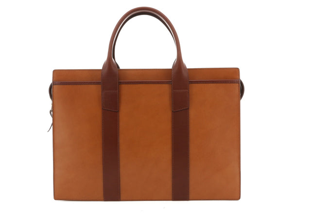Single Zip-Top - Tan / Chestnut - Belting Leather
