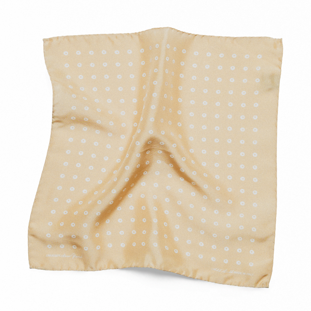 Tan Sandwashed Silk Eye Dot Pocket Square