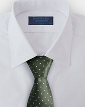 Tartan Green White Spot Herringbone Silk Tie