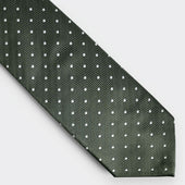 Tartan Green White Spot Herringbone Silk Tie