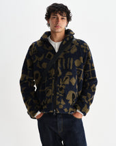 Tate And Khaki Shapes Jacquard Fleece Jacket