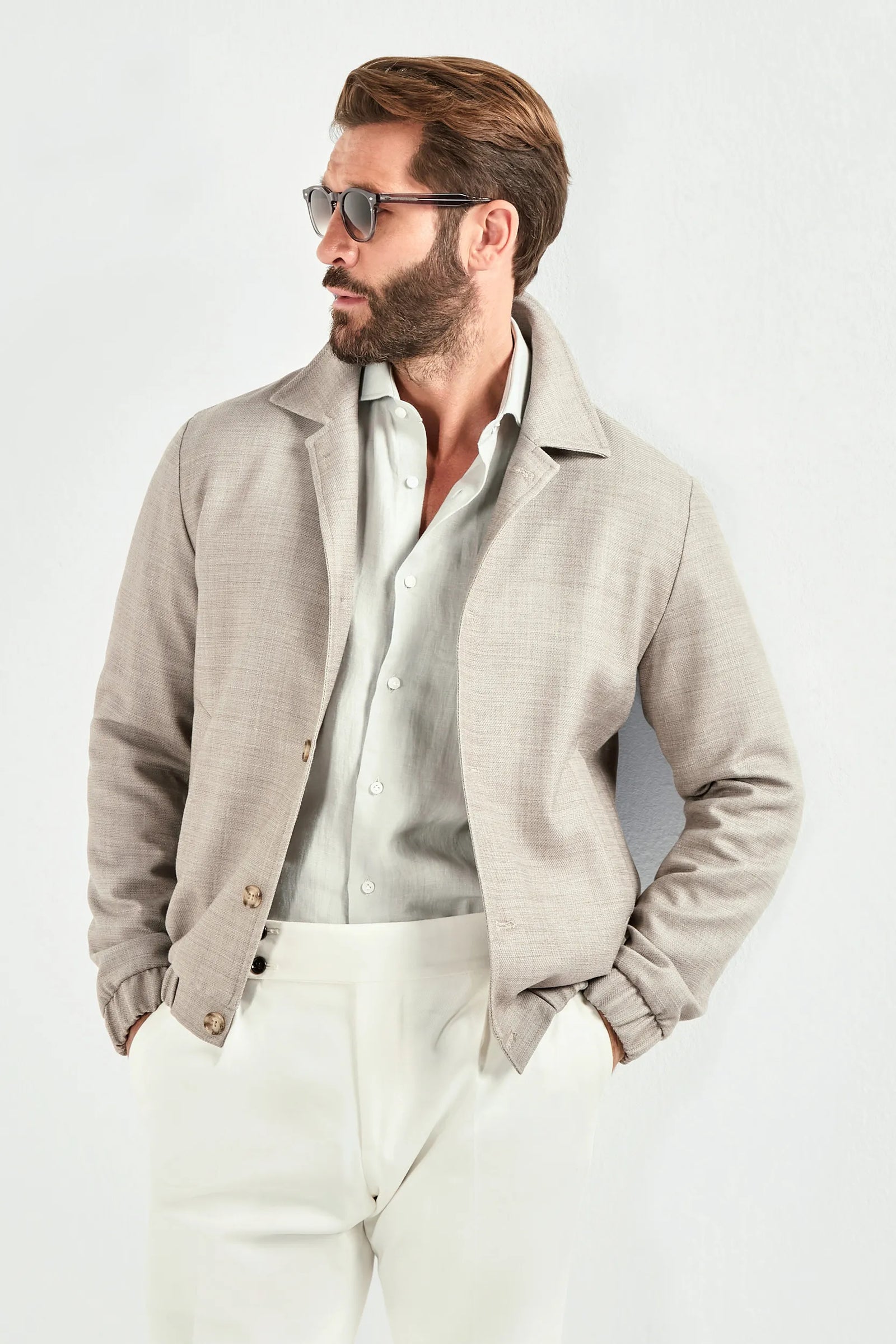 Linen Blend Bomber Made In Italy