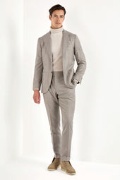 Taupe houndstooth suit - Made in Italy
