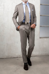 Taupe suit in wool and cashmere - Made in Italy