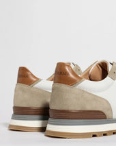 And White Nabuk And Suede Runners Made In Italy
