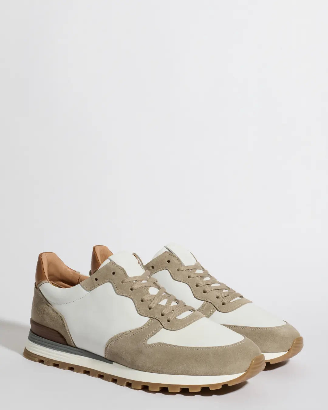 And White Nabuk And Suede Runners Made In Italy