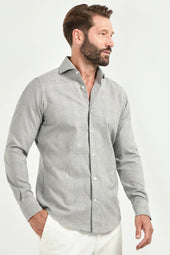 Taupe Prince of Wales shirt - Made in Italy