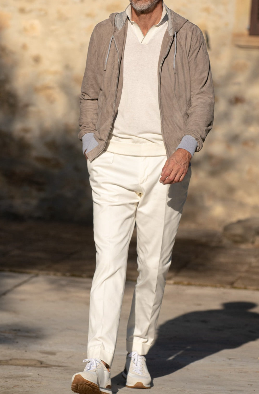 Suede Hooded Bomber Jacket Made In Italy