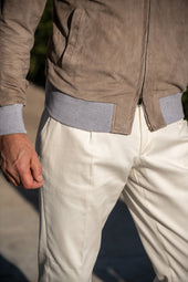 Suede Hooded Bomber Jacket Made In Italy