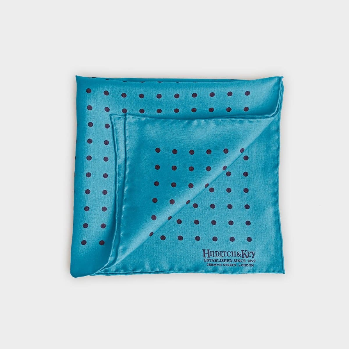 Navy Medium Spot Silk Pocket Square