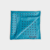 Teal & Navy Medium Spot Silk Pocket Square