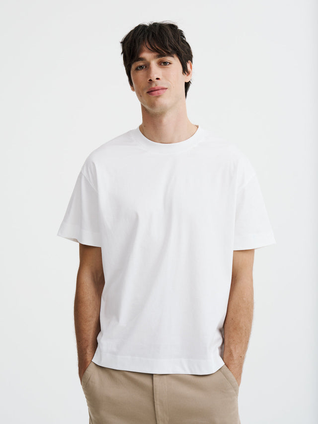 Tee-shirt oversize col rond en coton blanc
