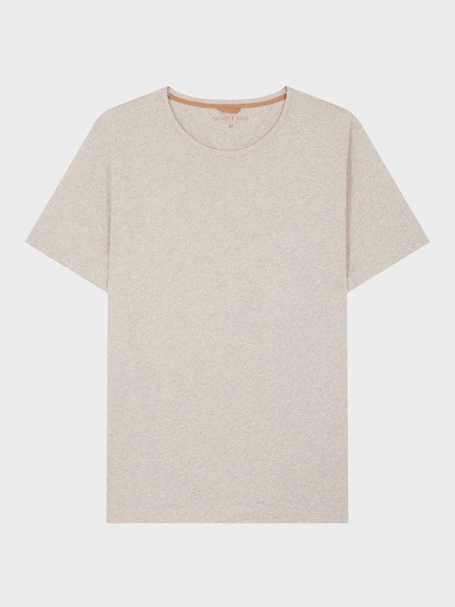 Tee-shirt col rond en coton beige